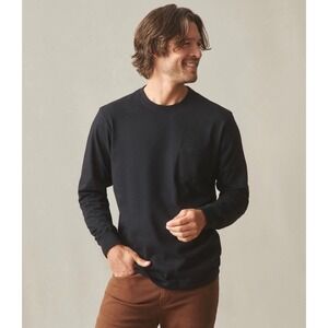 NWOT American Giant Mens Long Sleeve Pocket Tee S Black Made in USA Cotton